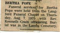 Pope, Bertha